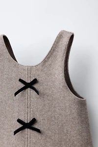 VELVET BOW PINAFORE DRESS
