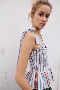 SMOCKED STRIPED TOP