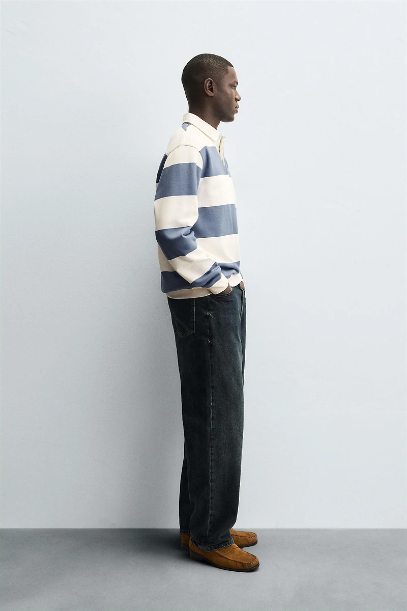 CONTRAST COLLAR POLO SWEATSHIRT