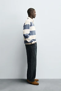 CONTRAST COLLAR POLO SWEATSHIRT