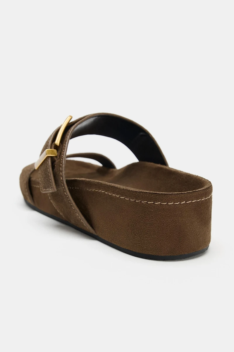 SPLIT SUEDE PLATFORM SANDALS