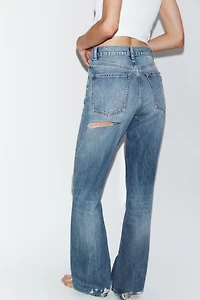 TRF RIPPED HIGH WAIST WIDE LEG JEANS