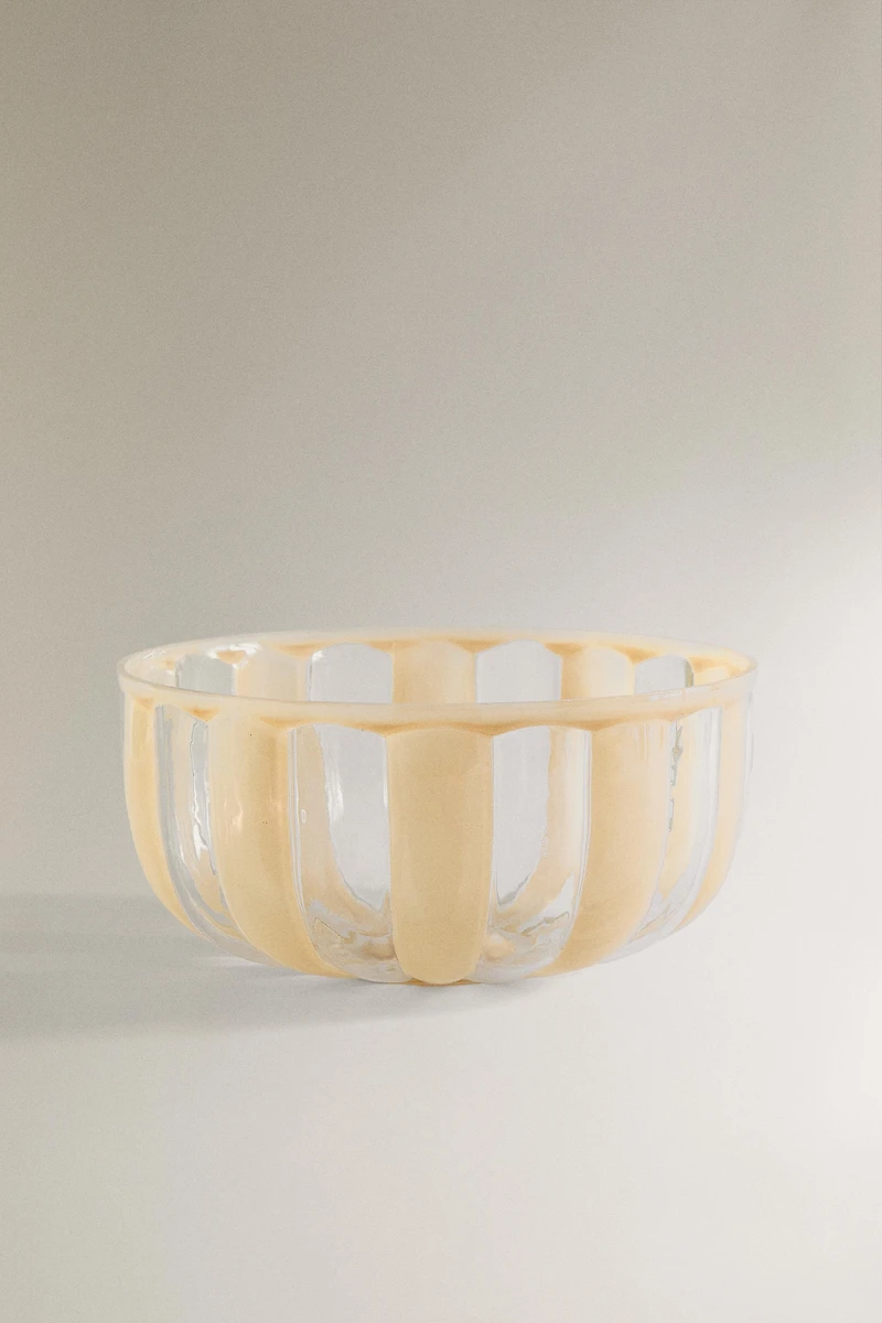 STRIPED GLASS SALAD BOWL