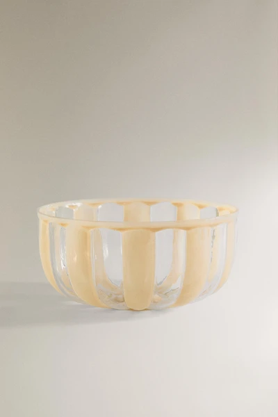 STRIPED GLASS SALAD BOWL