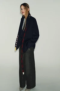 WOOL BLEND PINSTRIPE BLAZER