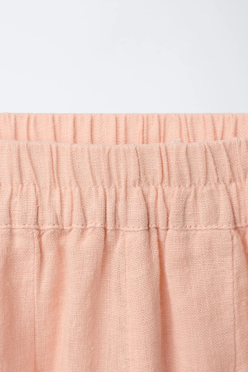 100% LINEN BLOOMER PANTS WITH BOWS