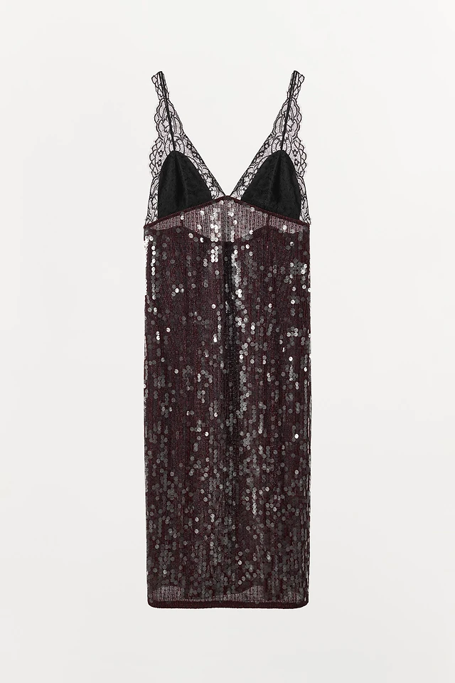 zara black sequin dress Dark Red Lace Short Dress main image 1