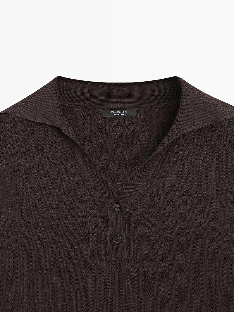 Semi-sheer flowing polo shirt