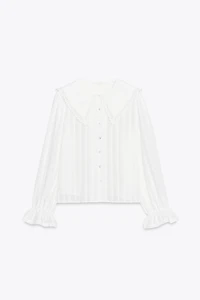 LACE TRIM PETER PAN COLLAR SHIRT