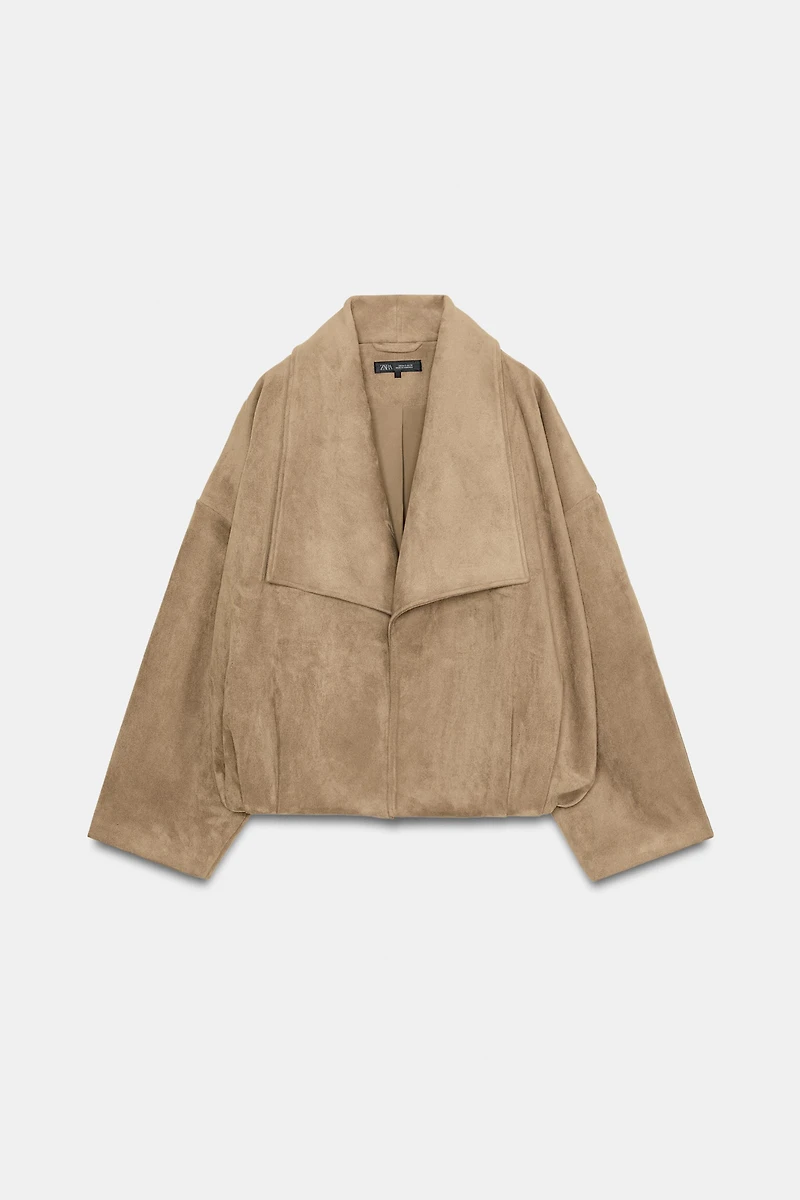 FAUX SUEDE WRAP JACKET