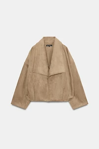 FAUX SUEDE WRAP JACKET