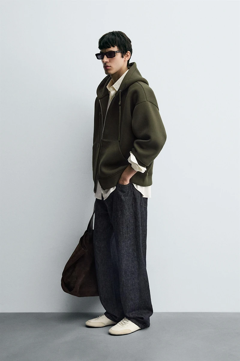 NEOPRENE EFFECT HOODIE SWEATSHIRT