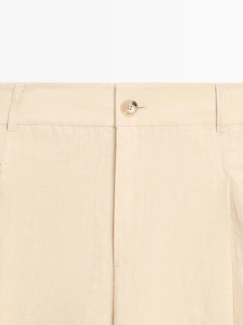Pantalon wide leg en lin avec poches