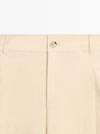 Pantalon wide leg en lin avec poches