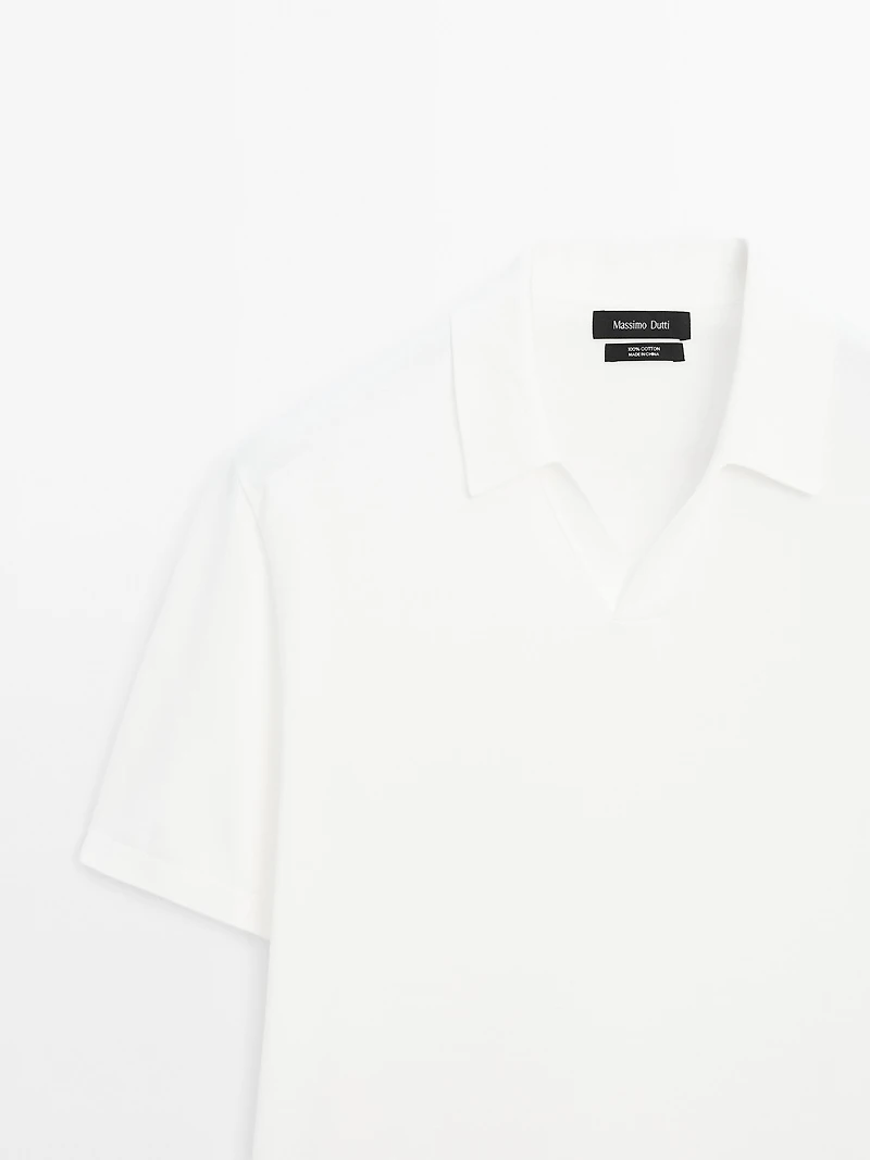 Short sleeve cotton knit polo shirt