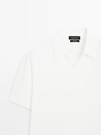 Short sleeve cotton knit polo shirt