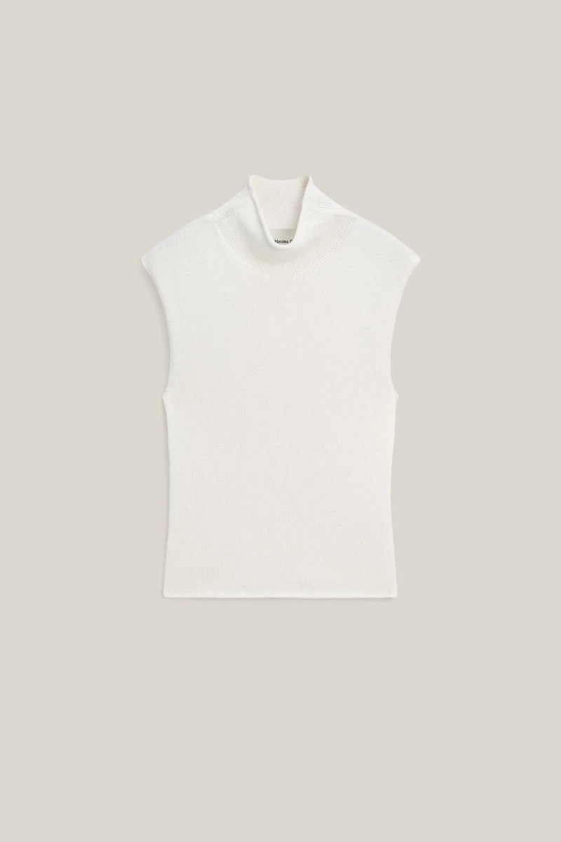 Knit cotton and silk mock turtleneck top - LIMITED EDITION