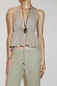 TOP EN POPELINE HALTER RAYÉ