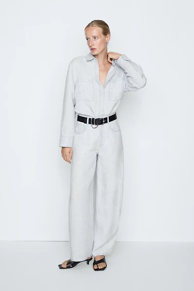 100% linen barrel fit pants - STUDIO