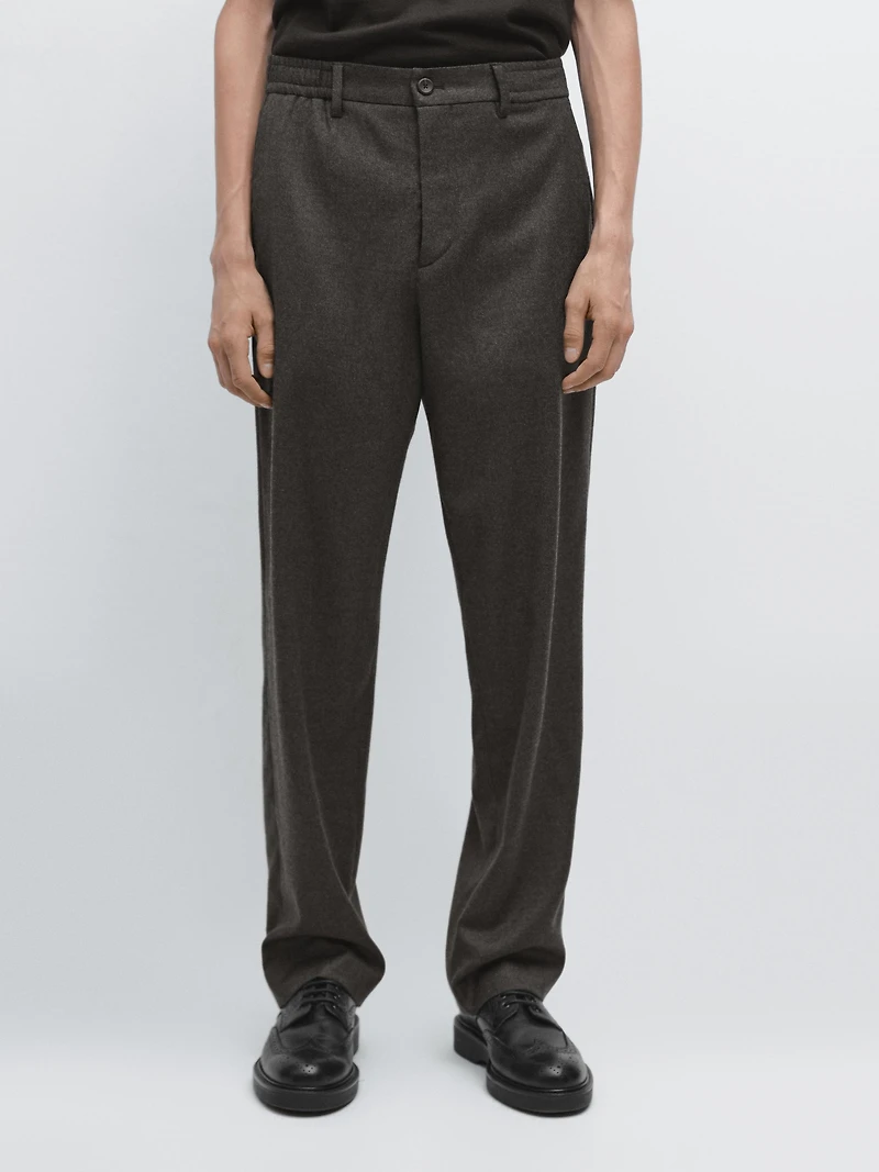 100% wool trousers with elasticated waistband