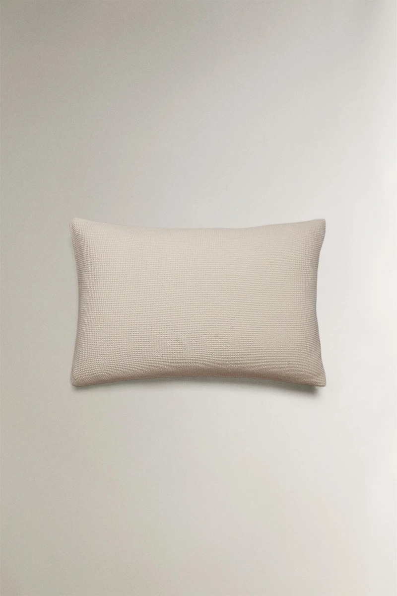 MINI WAFFLE-KNIT COTTON PILLOWCASE