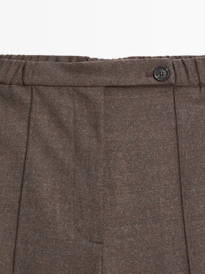 Barrel fit wool blend trousers