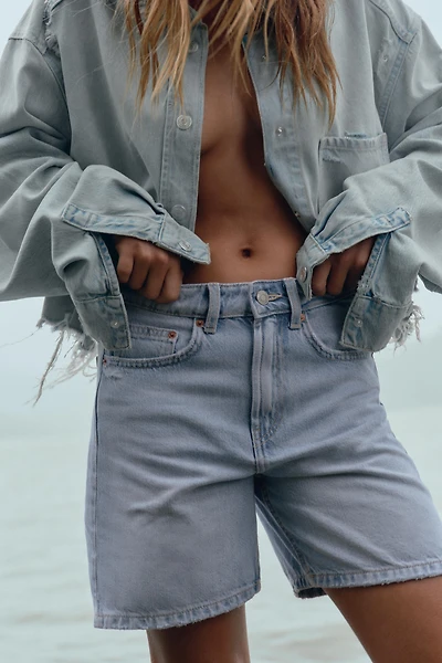 SHORT EN JEAN TRF À TAILLE MI-HAUTE