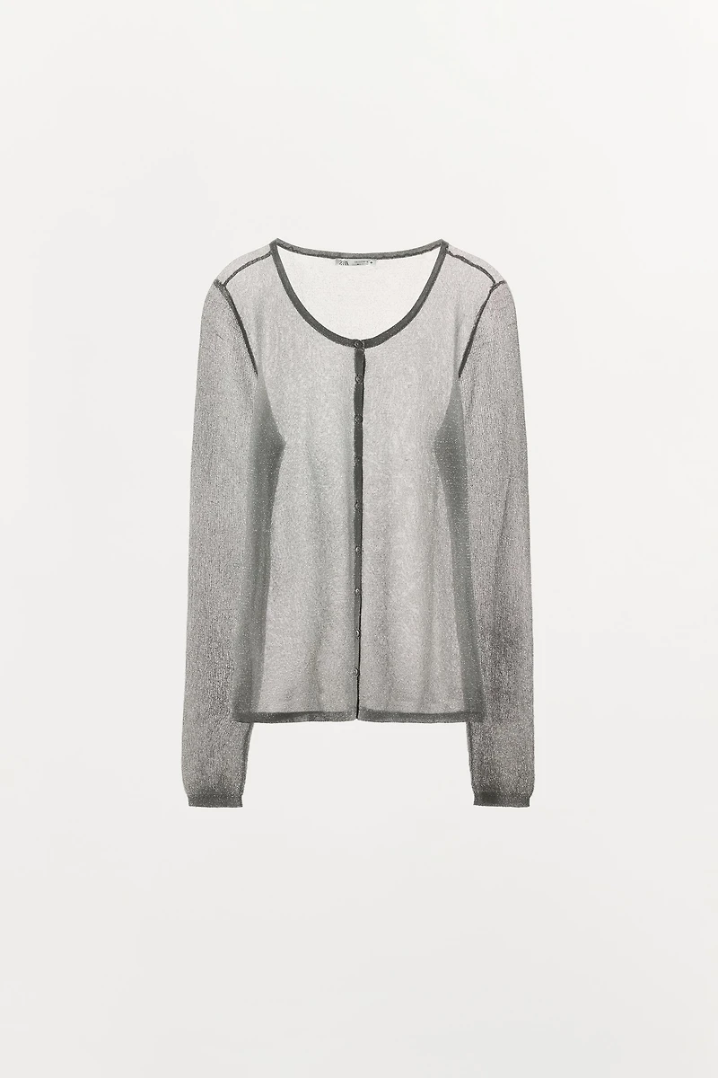 METALLIC THREAD KNIT CARDIGAN