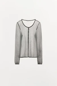 METALLIC THREAD KNIT CARDIGAN