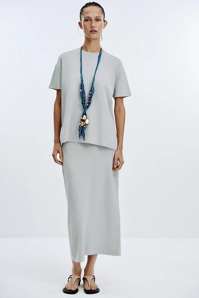 PLAIN KNIT MIDI SKIRT