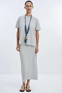 PLAIN KNIT MIDI SKIRT
