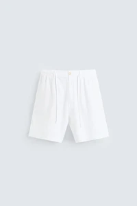REGULAR FIT LINEN COTTON SHORTS