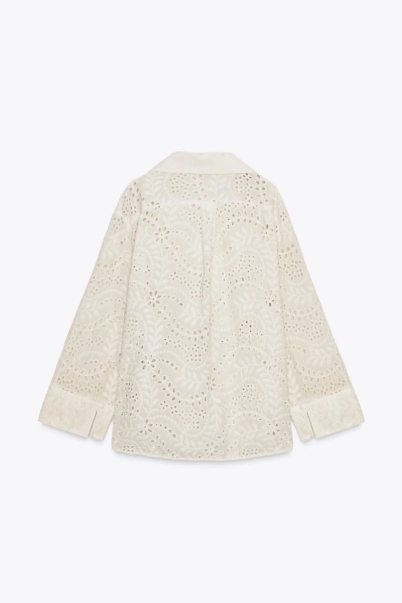 ZW COLLECTION PERFORATED EMBROIDERY SHIRT