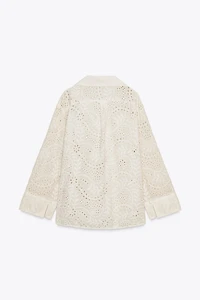 ZW COLLECTION PERFORATED EMBROIDERY SHIRT