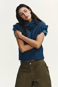 FRINGED KNIT JUMPER VEST