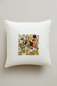 FLORAL EMBROIDERED THROW PILLOW COVER