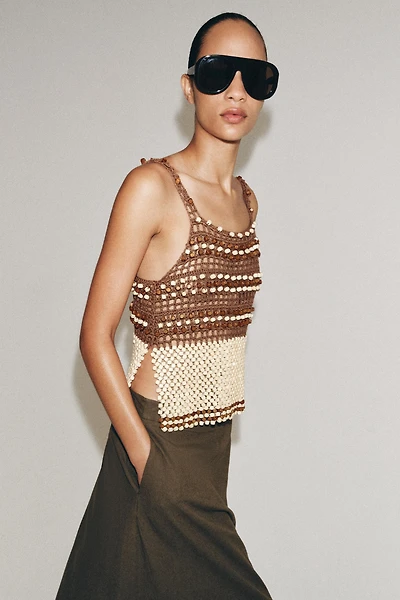 TOP EN MAILLE CROCHET À FANTAISIE