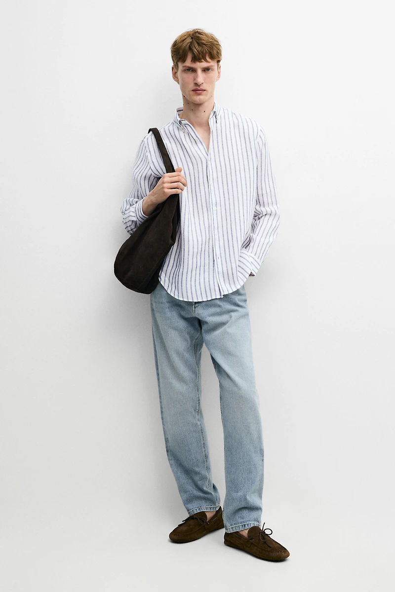 100% linen striped shirt