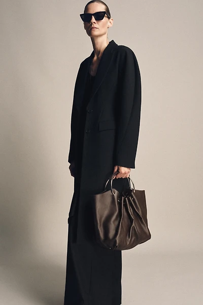 SAC SEAU EN CUIR ANSE RIGIDE