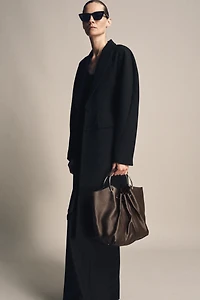 SAC SEAU EN CUIR ANSE RIGIDE