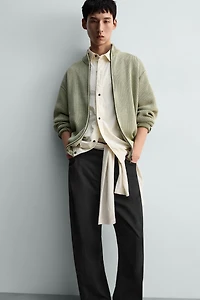 WASHED TEXTURED KNIT CARDIGAN