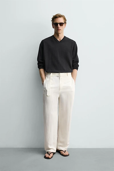 PANTALON RELAXED FIT VISCOSE - LIN CEINTURE