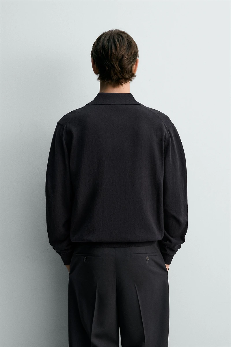POLO EN MAILLE DE COTON ET LIN