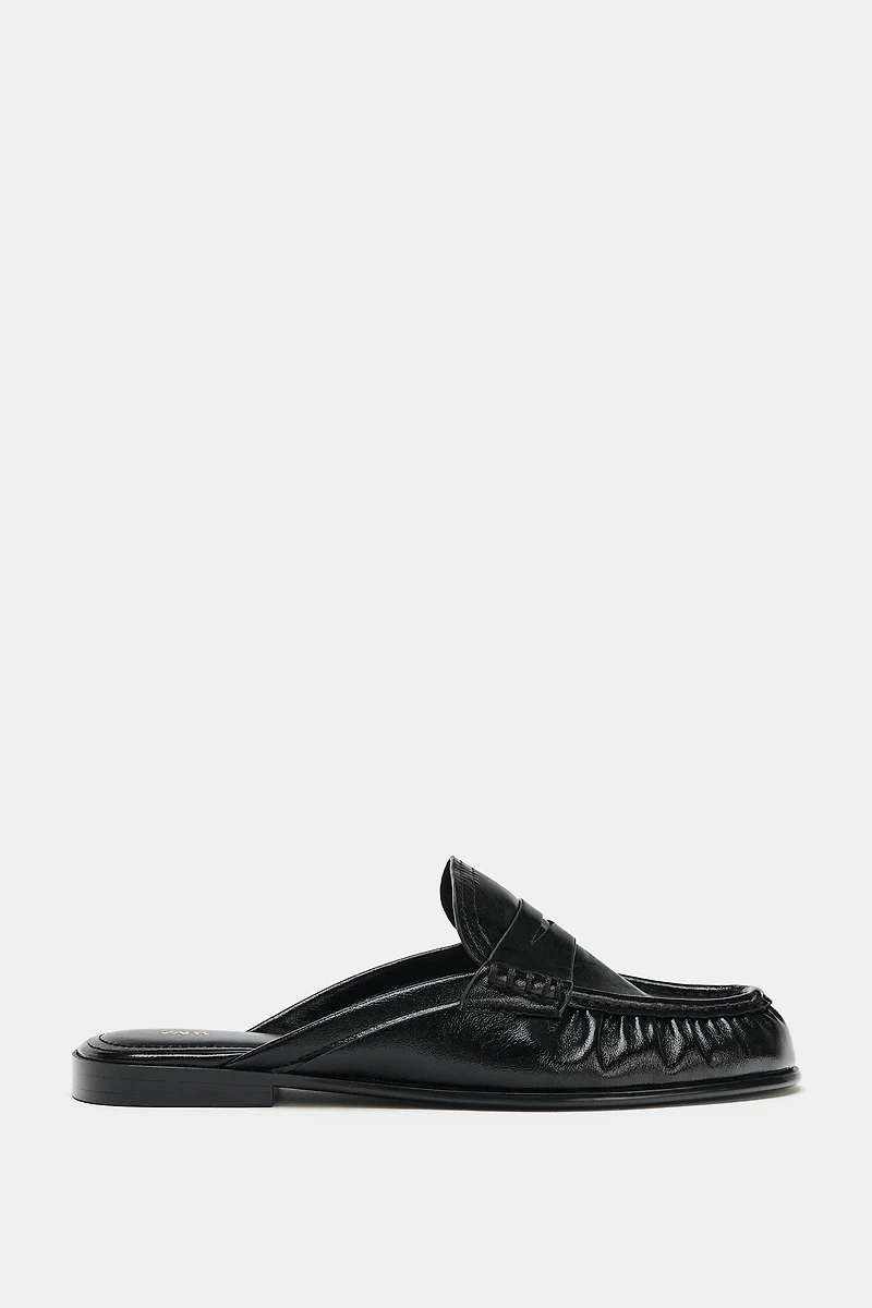 GATHERED OPEN BACK LOAFERS