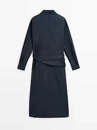 Midi shirt dress with scarf detail