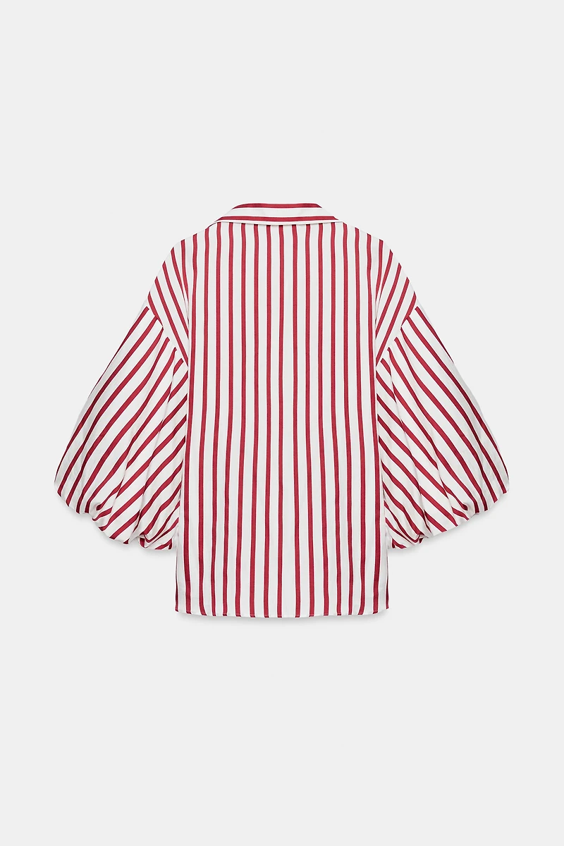 STRIPED PUFF SLEEVE SHIRT