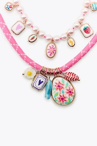 PACK OF 2 PEARL CORD CHARM NECKLACES