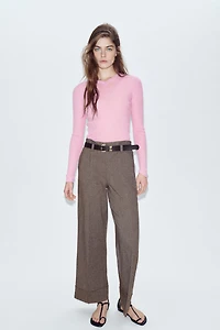 PANTALON À CHEVRONS AVEC CEINTURE