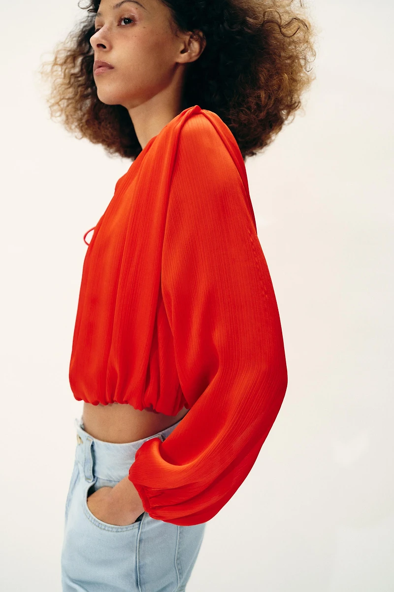 SATIN EFFECT BALLOON BLOUSE