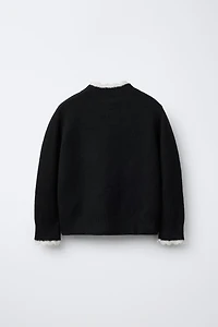 CROCHET TRIM KNIT SWEATER